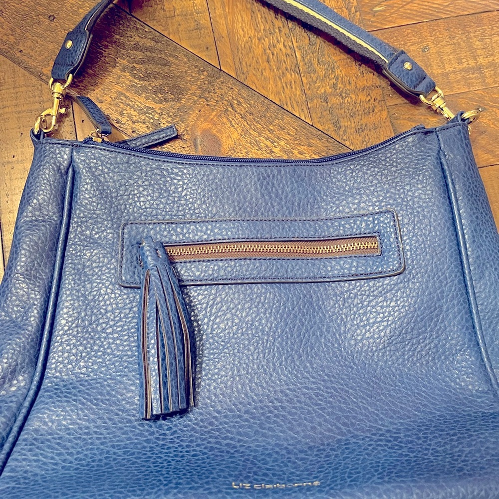 Liz Claiborne blue with gold accents bag.